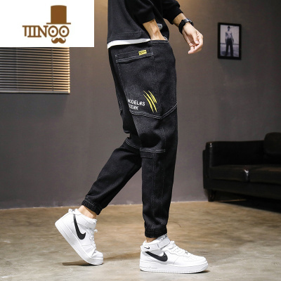 YANXU2023款男士牛仔裤男潮牌束脚工装长裤子男秋季休闲百搭哈伦裤