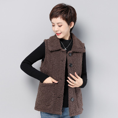 YIBUSHENG妈妈秋冬装装羔绒加厚外套中年人洋气坎肩马甲中老年女加绒上衣妈妈装