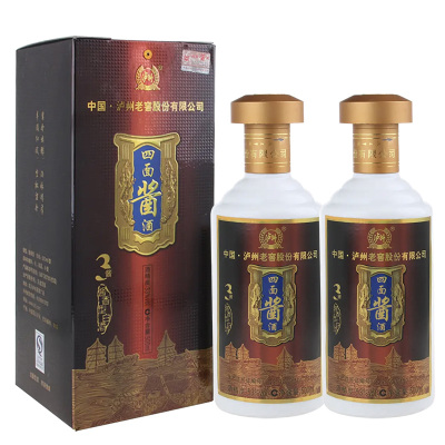 老酒白酒 53度泸州老窖 四面酱酒 酱3 酱香型白酒 2014年 500mlx2瓶