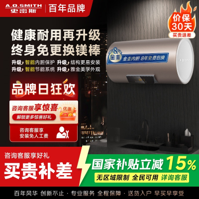 史密斯60升电热水器 国家补贴 专利免更换镁棒 金圭特护内胆 速热节能 CEWH-60ED3 一级能效