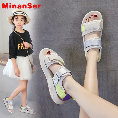 MinanSer女童凉鞋2021年夏季新款儿童软底运动凉鞋中大童小女孩时尚沙滩鞋