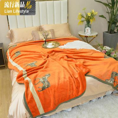 ins北欧珊瑚绒毯子小毛毯被子夏天午睡单双人办公室空调沙发盖毯 三维工匠