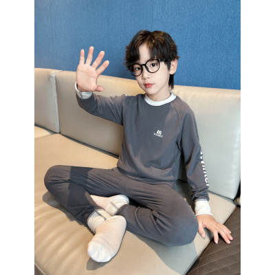 男童秋衣秋裤套装无痕儿童保暖家居服内衣长袖睡衣秋冬款德绒加厚