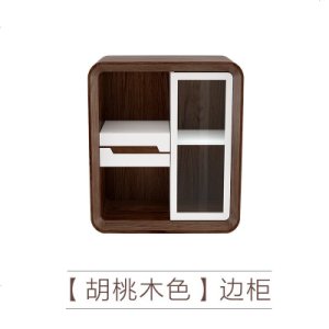 新品 简约现代可伸缩茶几电视柜组合北欧小户型客厅多功能背景墙装饰柜 边柜(胡桃色)整装 边柜（胡桃色）整装