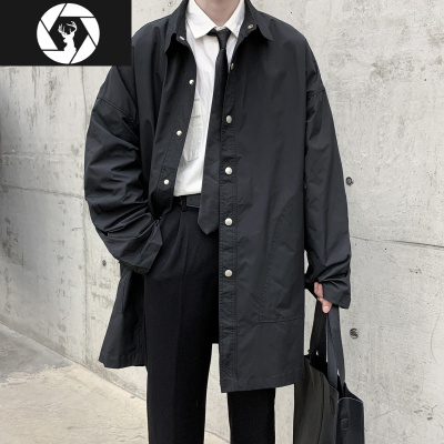 HongZun男士风衣中长款韩版潮流帅气宽松春秋季外套痞帅秋装上衣2020新款风衣