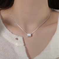 简约气质白贝母小蛮腰项链女轻奢高级感百搭锁骨链精致大方颈饰送女朋友老婆情人节七夕生日礼物