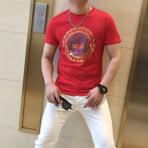 欧货流行丝光棉T恤男夏季新款青年时尚潮帅气休闲短袖男上衣