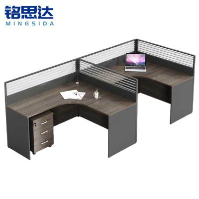 铭思达屏风工位F型双人位(含柜)套
