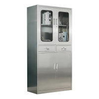 利特莱依不锈钢文件柜档案柜资料柜器械柜储物柜仪器柜304全不锈钢二斗柜