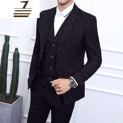 NEWLAKE西服套装男士三件套韩版潮流青年帅气英伦风大码西装结婚礼服5X6X