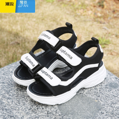 聚范凉鞋女2021年夏季新款仙女风学生百搭运动厚底平底罗马鞋ins潮