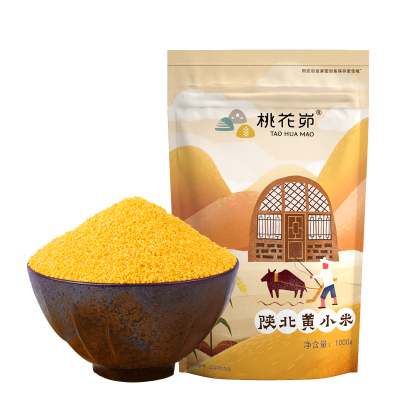 中华特色-米脂馆桃花峁陕北米脂小米黄小米粥农家小黄米新米粮食米油丰富1000g