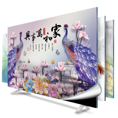 幸福派电视罩防尘罩套简约现代曲面电视机罩挂式液晶客厅40英寸50英寸093紫色孔雀40-43寸（102*65cm）