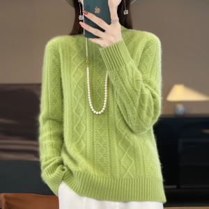 高领套头毛衣女秋冬新款宽松加厚针织衫内搭短款菱形打底衫女