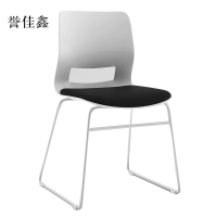 誉佳鑫培训会议椅弓形椅洽谈椅无扶手黑色软包椅