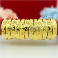 经典沙金久不掉色仿金手镯女士满天星推拉款镯子沙金送奶奶饰品送女朋友老婆情人节七夕生日礼物