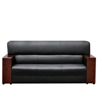 戴劲 办公沙发办公室洽谈沙发组合商务接待会客沙发 头层黑牛皮三人位