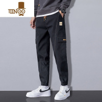 YANXU工装裤男款宽松束脚潮牌哈伦裤夏季青少年拼接痞帅休闲长裤子