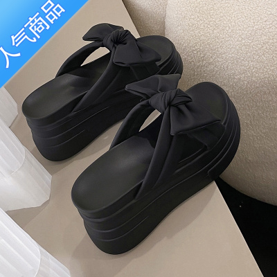 SUNTEK网红蝴蝶结高跟拖鞋女夏外穿2023新款外穿时尚超火厚底女士凉拖鞋