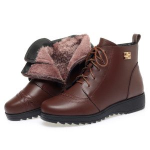 妈妈鞋棉鞋女冬季新款短靴女平底平跟加绒靴子防滑保暖中老年女鞋