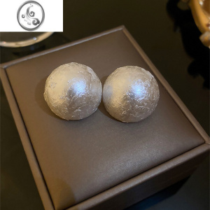 JiMi亚克力白色棉花耳钉轻奢高级感大珍珠耳环小众设计感夸张耳饰女 白色