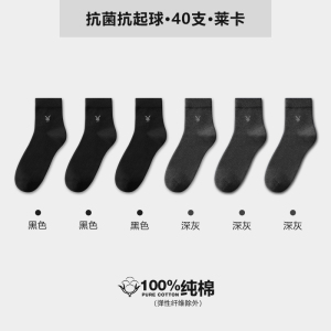 花花公子纯棉袜子男款春夏全棉中筒袜男士防臭7a抗菌商务袜子