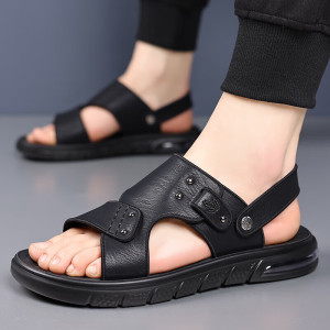 凉鞋男士新款户外休闲沙滩鞋两用外穿拖鞋防滑耐磨皮凉鞋