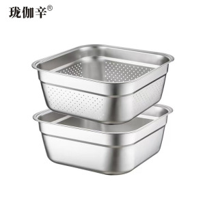 珑伽辛 不锈钢方盆漏盆 22cm*22cm/个