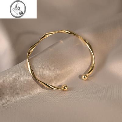 JiMi简约素圈金箍咒手镯女情侣手环银银手链ins小众设计2022年新款潮