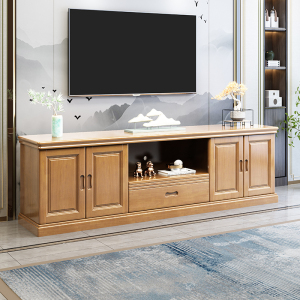 青木川 中式实木电视柜茶几组合墙柜 1.6米1.8米两米客厅卧室家用小户型加高款农村老式地柜影视柜收纳储物矮柜