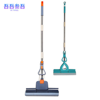 吾吾叁吾海绵拖把滚轮式挤水免手洗胶棉拖把 38cm