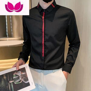 七斓高级感理发师男衬衫长袖韩版潮流帅气高级感衬衣男休闲百搭潮牌内