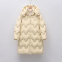 90绒新国标白鸭绒冬加长款简约时尚波浪连帽加厚羽绒服女