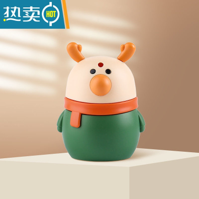 敬平网红牙签盒按压式弹出式牙签筒创意自动弹出家用卡通可爱风牙签罐 萌小鹿-墨绿[不送牙签]