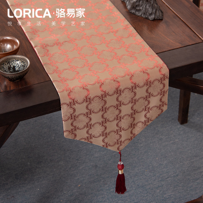 家柏饰(CORATED)新中式桌旗禅意现代简约茶几餐桌布长条装饰布北欧电视柜盖巾定制 望蓬莱-红色 定制专拍