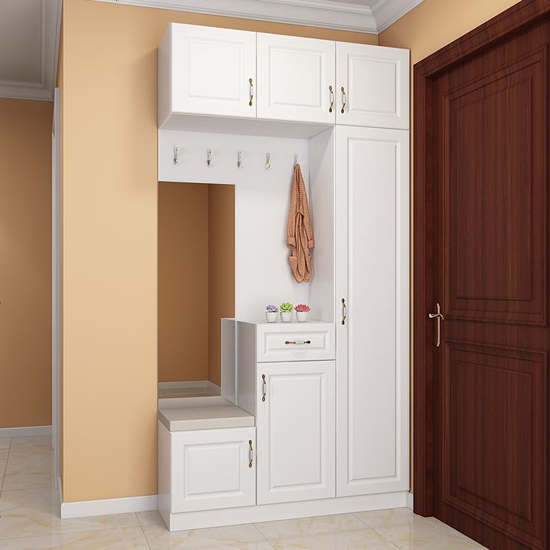 鞋柜带换鞋凳厅柜大容量现代简约玄关时尚欧式白色多功能