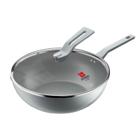 三禾炒锅32cm多功能炒锅平底钛锅钻石钛陶锅黛青蓝LC32U4