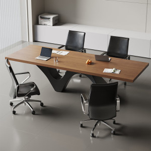 实木小型会议桌4人简约现代创意商务接待洽谈桌培训桌轻奢高级感 220*80*73*3cm白蜡木会议桌