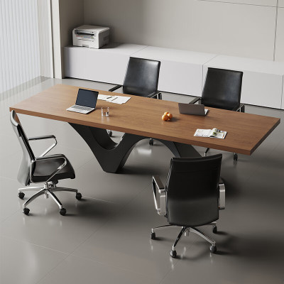 实木小型会议桌4人简约现代创意商务接待洽谈桌培训桌轻奢高级感 220*80*73*3cm白蜡木会议桌