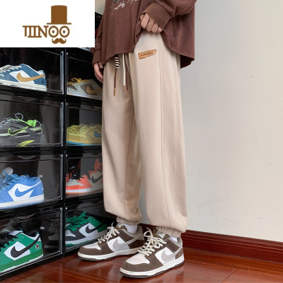 YANXU运动裤子男2023新款美式潮牌宽松束脚卫裤男生工装休闲长裤