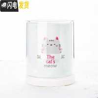 三维工匠韩国创意时尚小清新笔筒 可爱卡通少女心桌面收纳盒学生办公文具 小灰猫