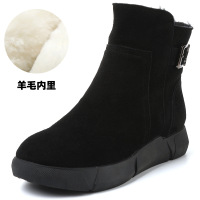 雪地靴女秋冬新款真皮复古厚底短靴侧拉链加厚保暖大码女靴子