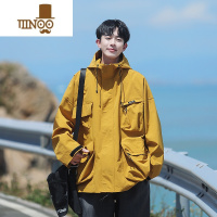YANXU二更防水连帽冲锋衣男2023机能日系cityboy大码宽松夹克外套