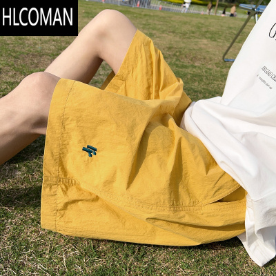 HLCOMAN短裤男夏季薄款冰丝速干刺绣沙滩裤潮牌宽松篮球五分休闲运动裤子