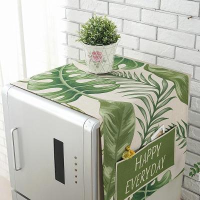 家柏饰(CORATED)北欧风格滚筒洗衣机罩盖布单开双开冰箱盖巾防尘罩棉麻布艺 绿植 单开门冰箱盖巾(55*140cm)