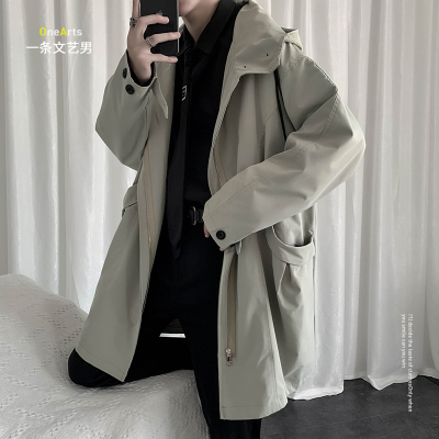 NEWLAKE风衣男中长款韩版潮流帅气大衣外穿潮牌港风百搭秋冬季男士外套毛呢大衣