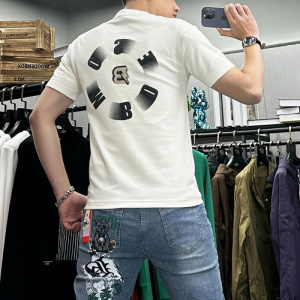 字母刺绣短袖T恤男士印花抖音圆领半袖体恤打底衫上衣潮i夏季新款