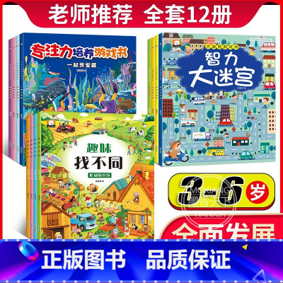 [正版]全12册迷宫书儿童专注力逻辑思维训练书籍 宝宝开发大脑智力 幼儿园益智游戏书培养孩子记忆力找一找不同图画书走迷