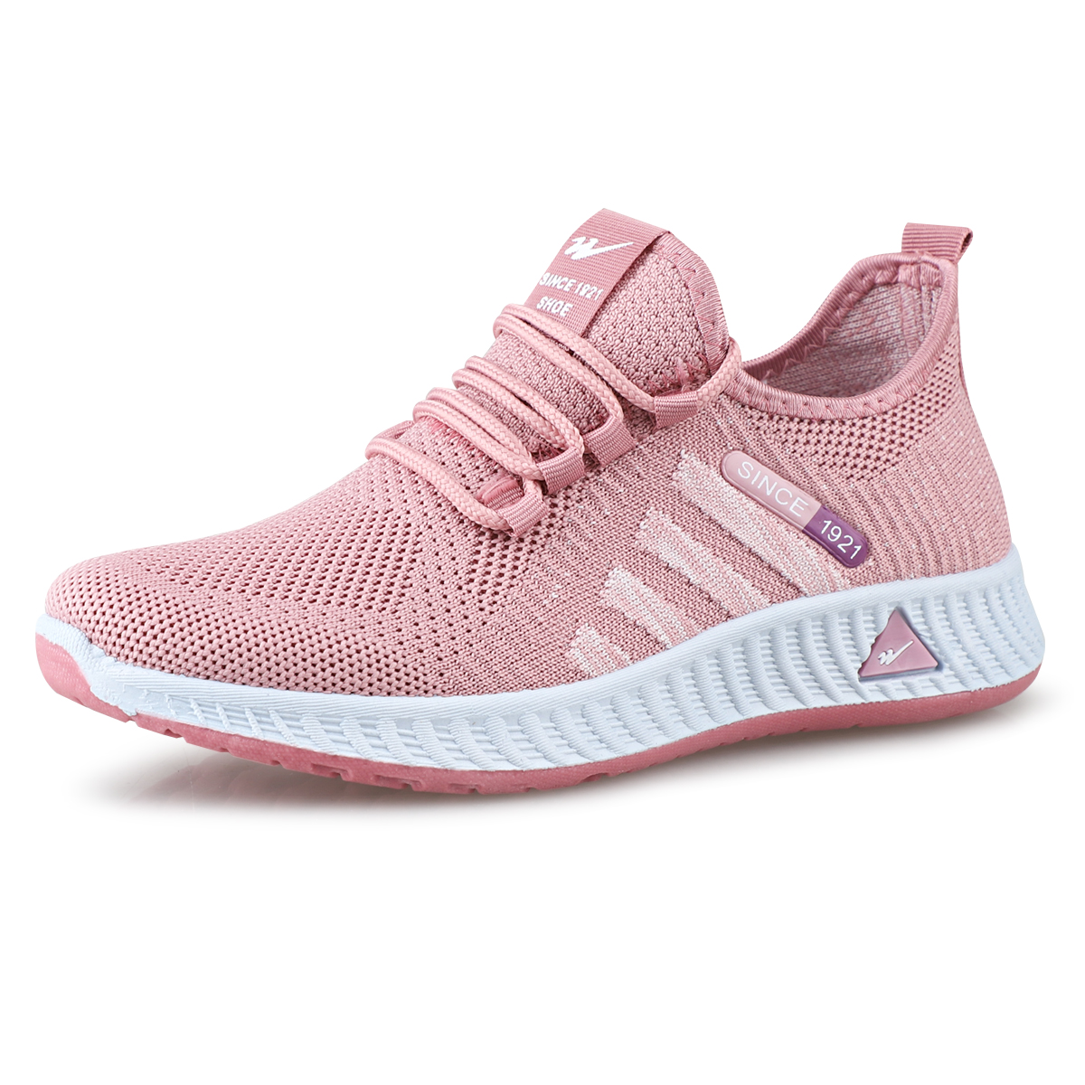 双星休闲鞋春夏女士飞织透气鞋软底橡胶运动鞋