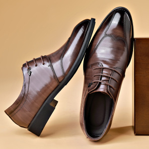 商务休闲正装鞋男新款布洛克花鞋子牛皮婚鞋百搭透气软底男皮鞋
